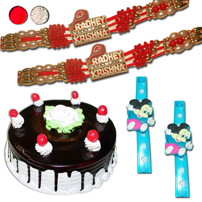 "Rakhis, Round shape chocolate cake -1kg - Click here to View more details about this Product